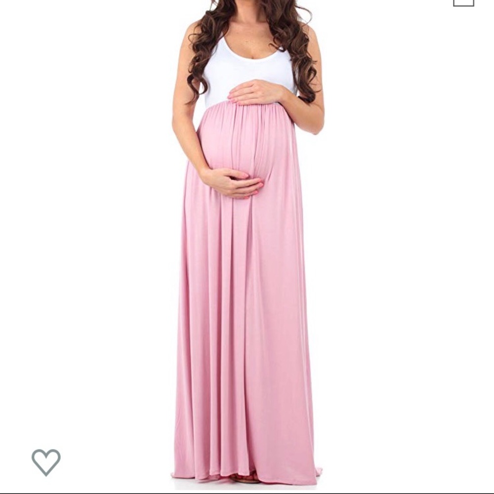 Maternity color block dress pink & white